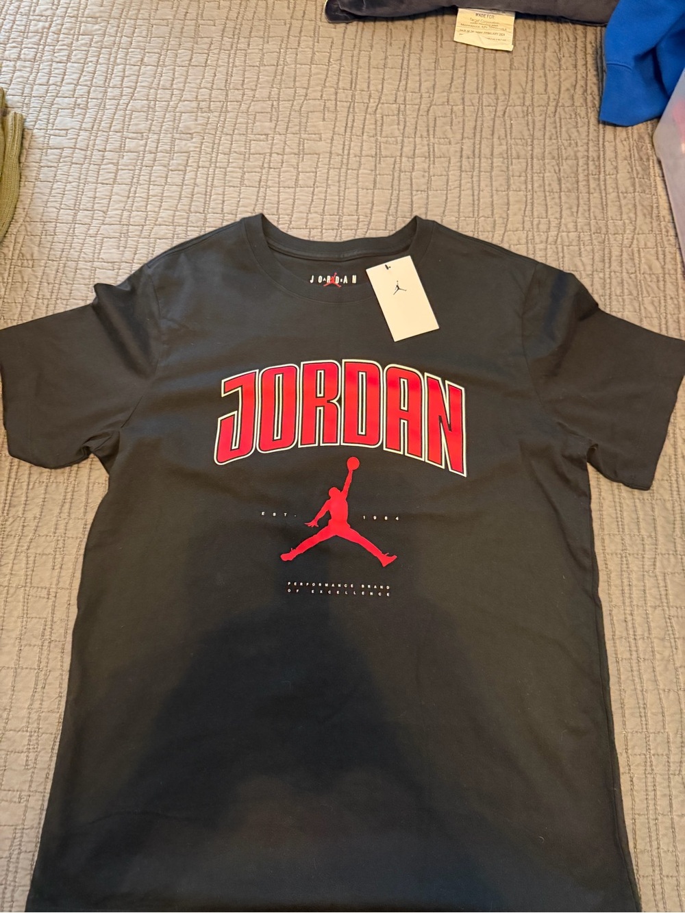 Jordan Black Short Sleeve Tee with Red Logo